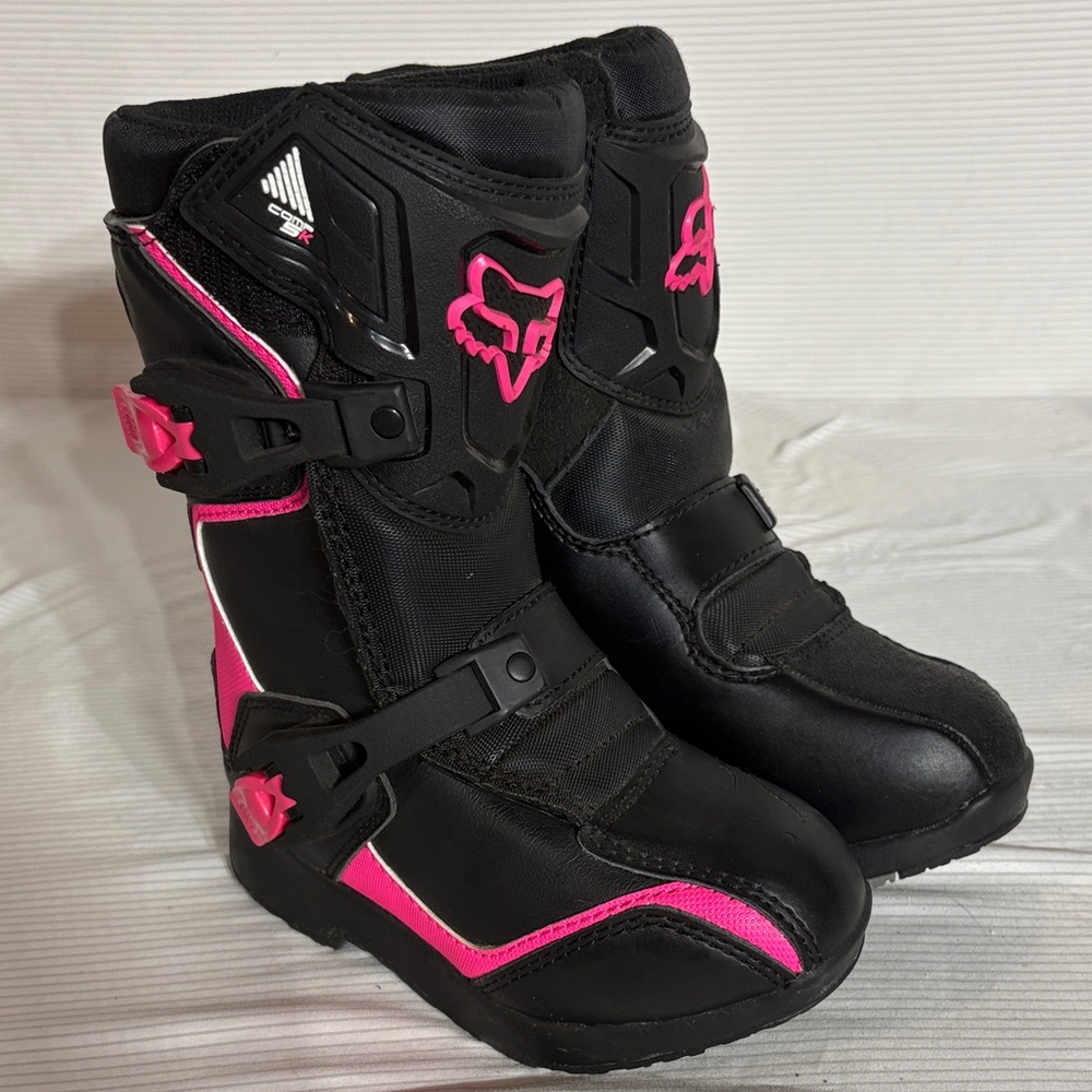 Youth Fox Kids Black and Hot Pink Comp Racing 5K Boots-Size K13